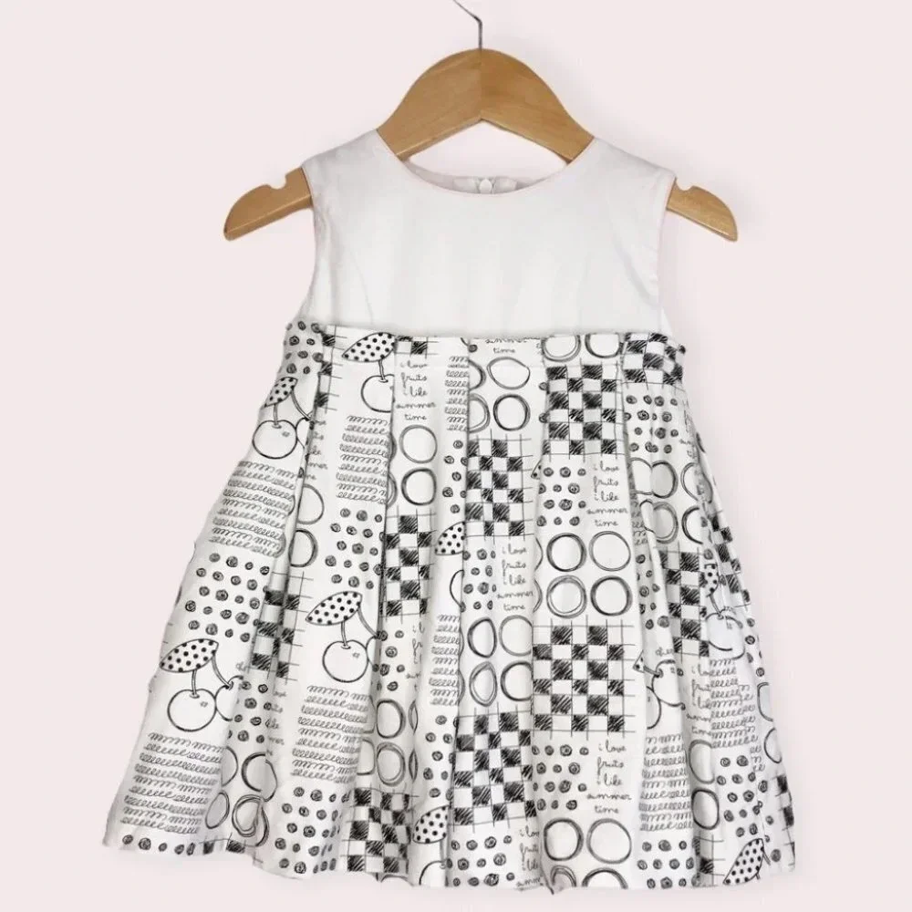 Mayoral dress sleeveless black & white cherry print size 18 months